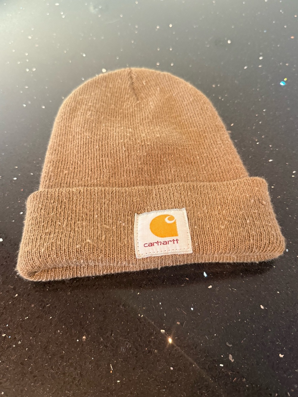 Carhartt Tan Cuffed Knit Beanie with Logo Patch